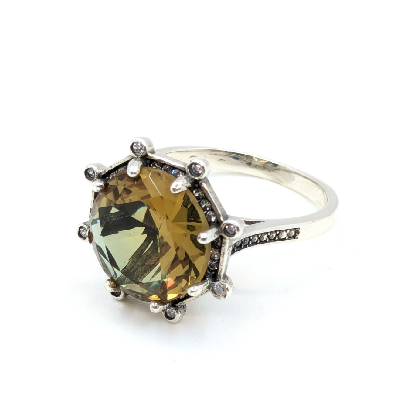 Vintage Luxury RING Silver 925 with Big Bright Stone -size: 7US (17.5mm) | #5