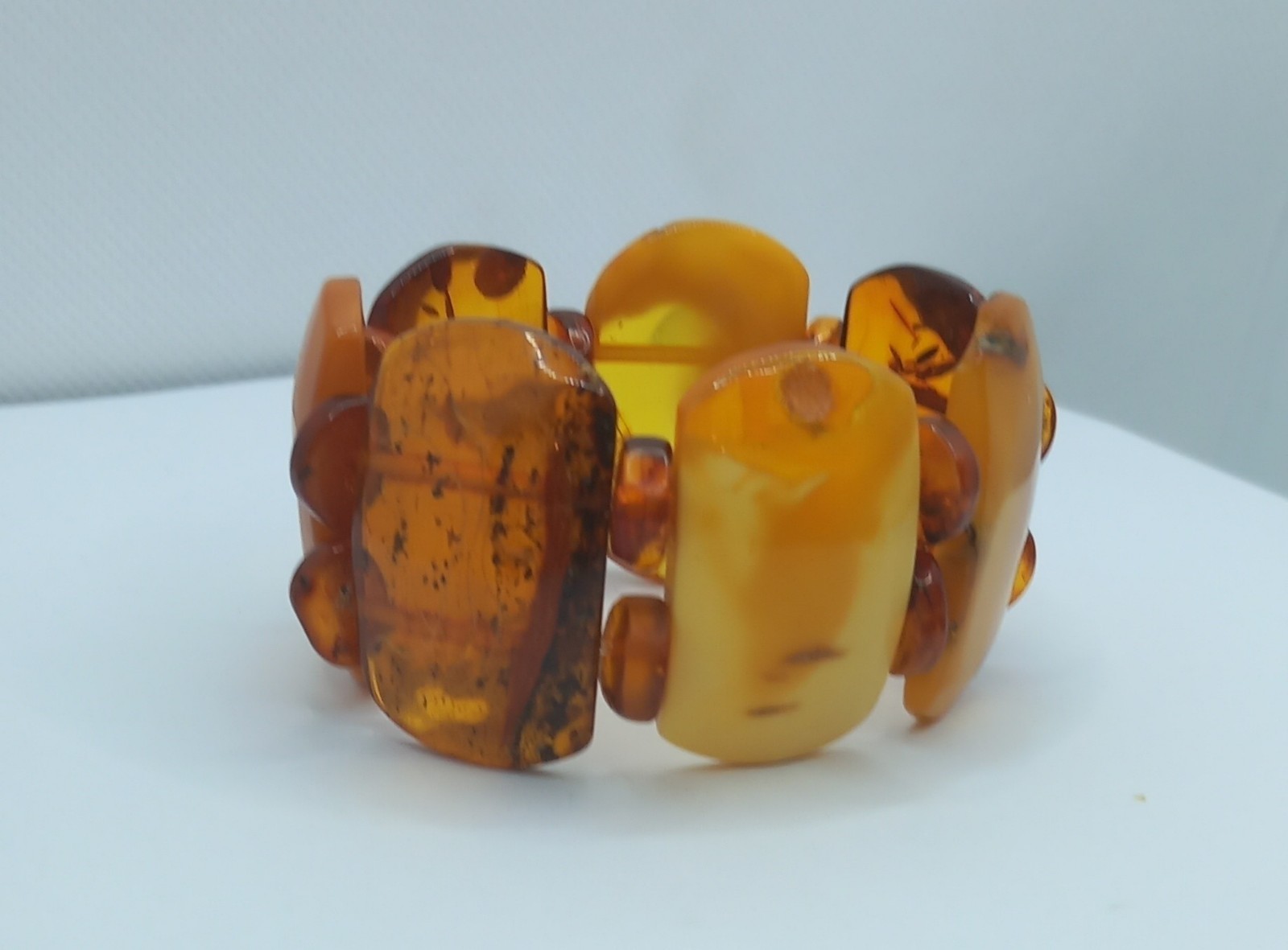 VINTAGE NATURAL NALTIC AMBER EGG BUTTERSCOTCH YOLK BRACELET 28,4gr SMALL WRIST