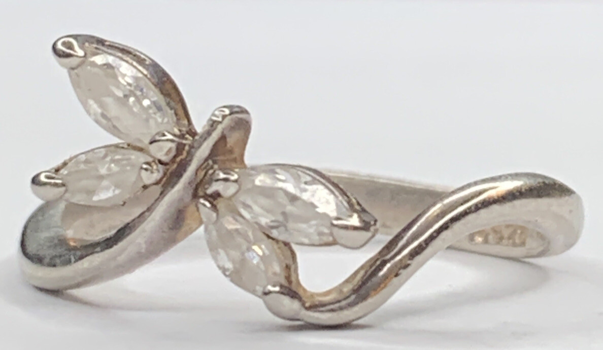 VTG Sterling 925 Signed CW Charles Winston Cubic Zirconia Dragonfly Ring SZ 8