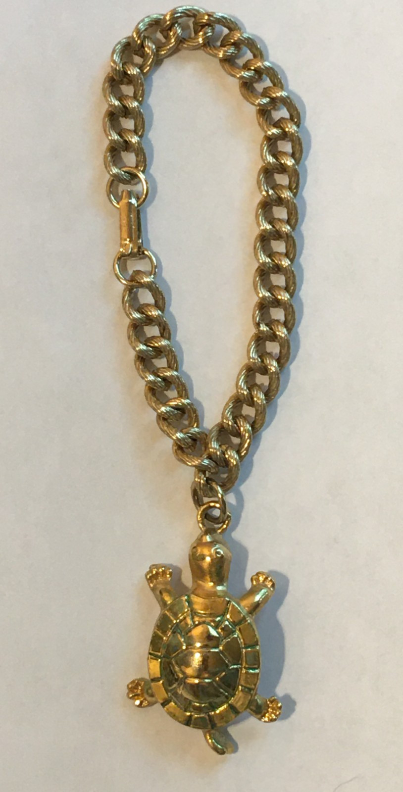 VINTAGE CHUNKY 3D FIGURAL GOLD TURTLE CHARM BRACELET – POSSIBLY LILLY PULITZER?
