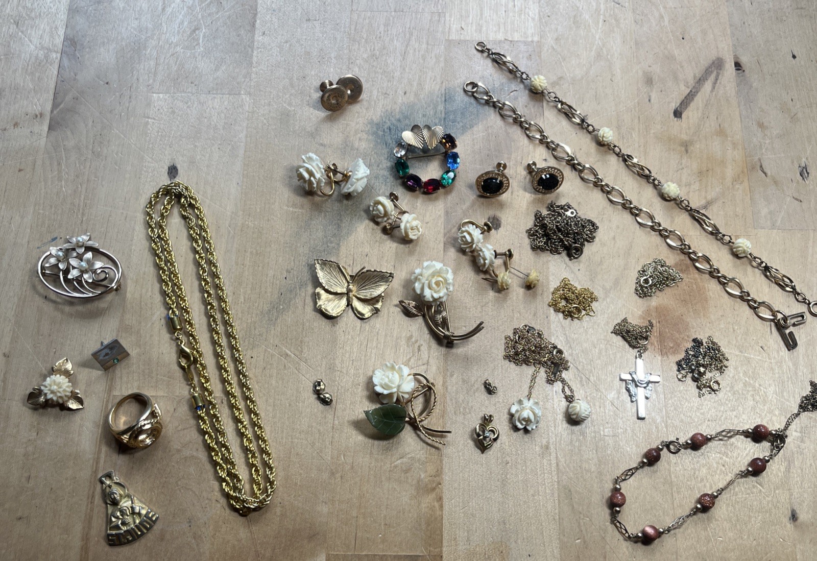 Mixed Lot of 1/20 12K Gold Filled & Other Gold GF — Pins, Bracelets Lot – J1