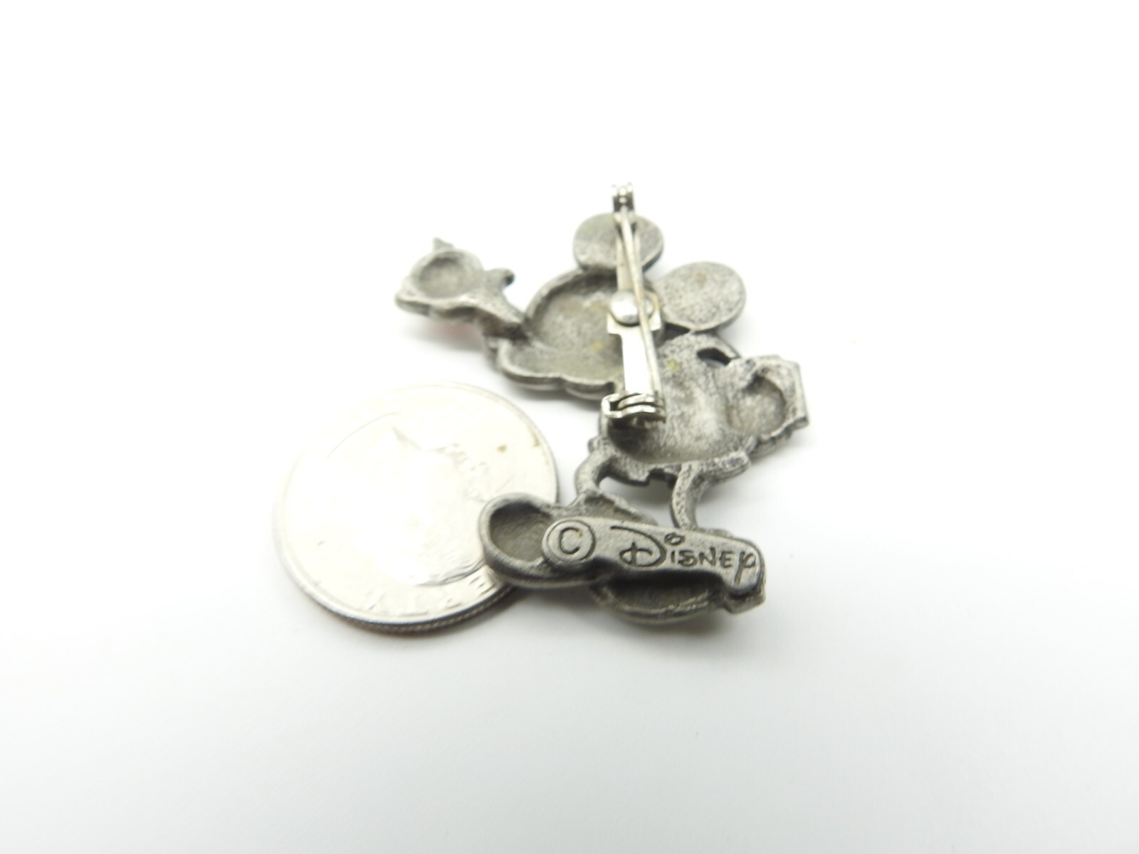 Black Red White Enamel Pewter Micky Mouse Disney Teacher’s Apple Brooch Vintage