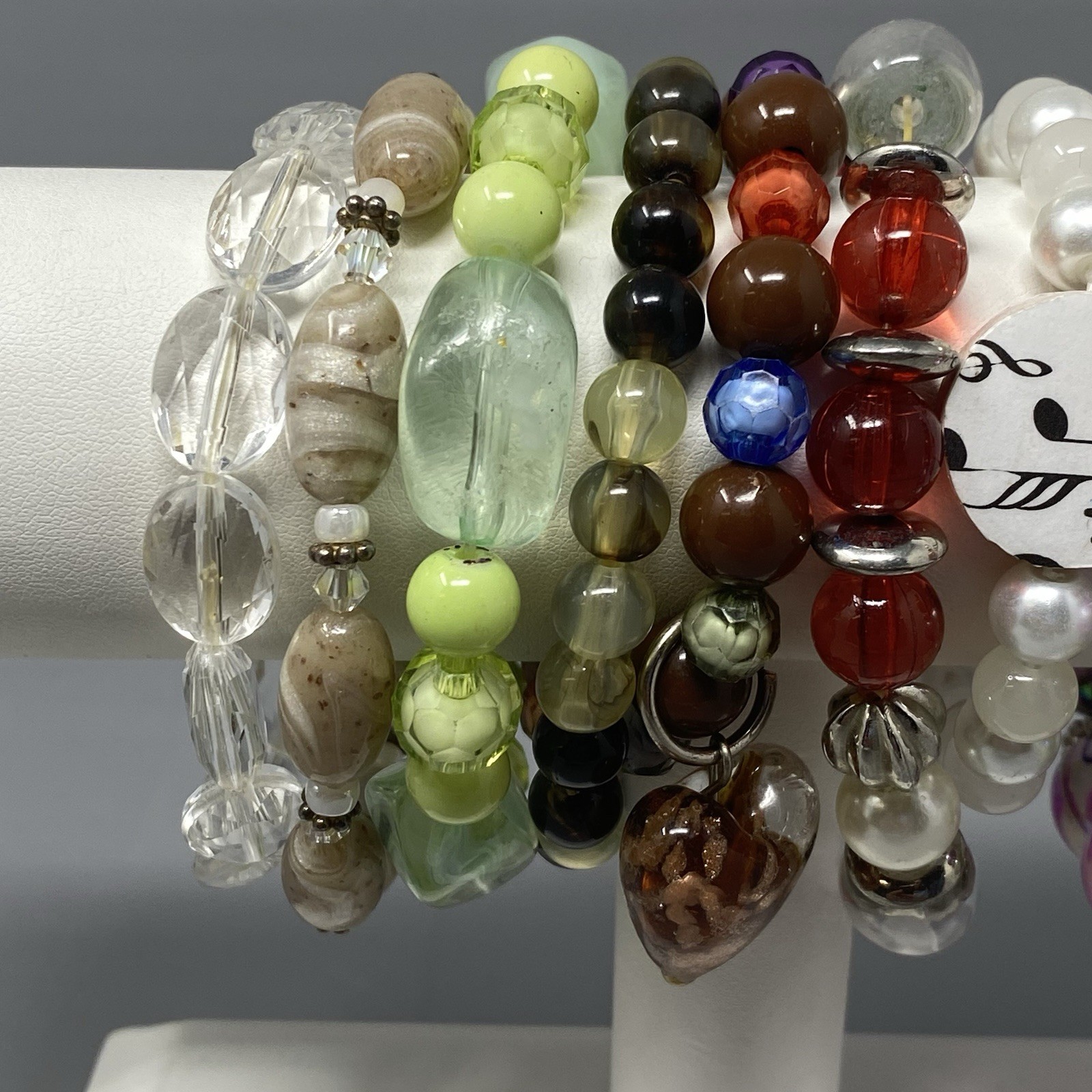 Acrylic Beaded Bracelet Lot Stretch Craft Multicolor Chunky Lot of 10
