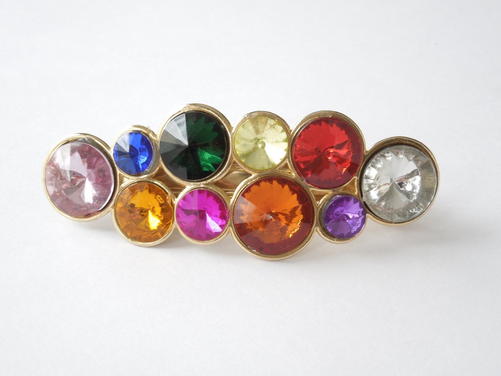 Hair Clip Metal Gold-Colored With Colorful Gems 21.4 G / 9.5 X 3.4 Cm