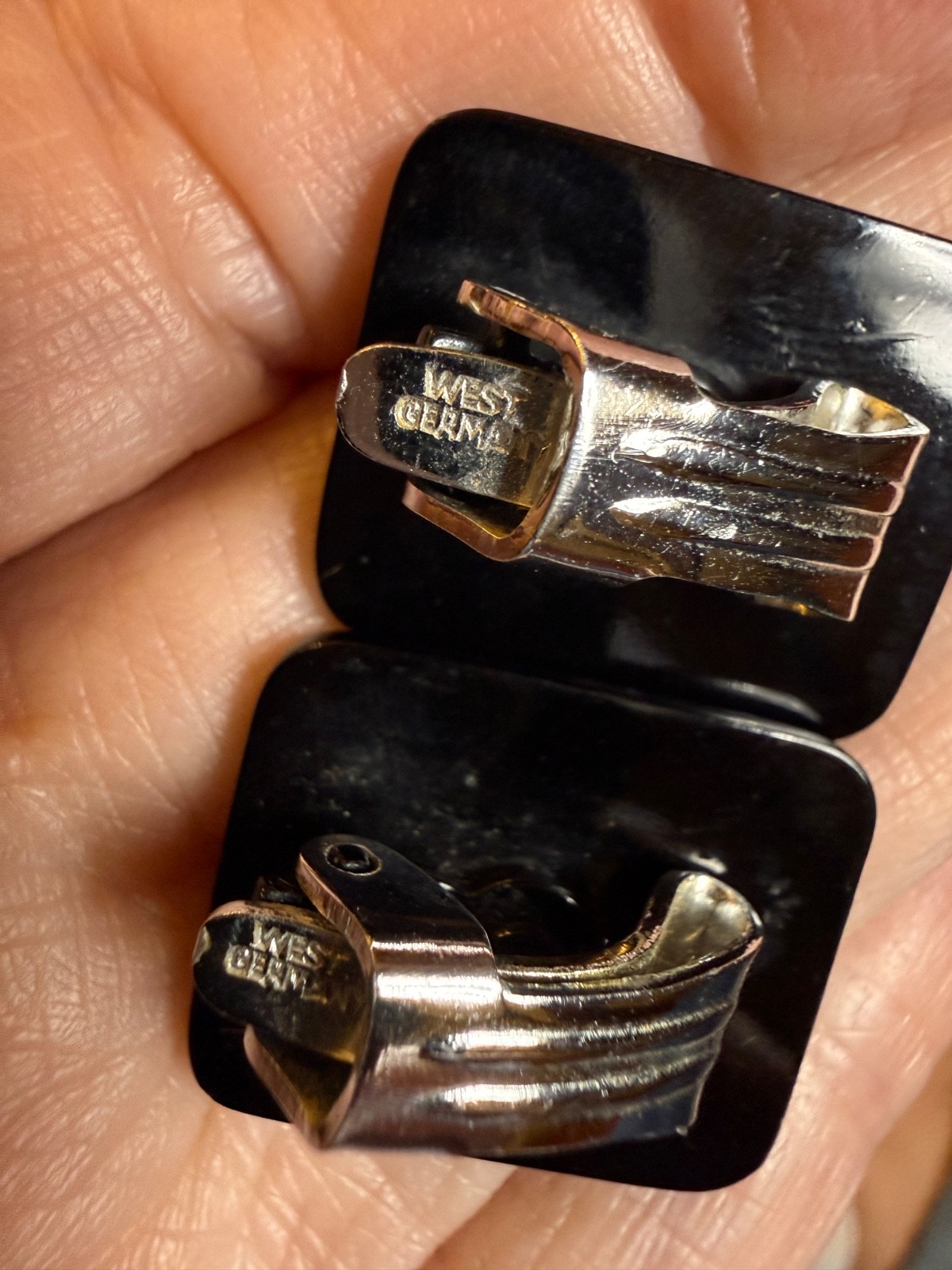 Vintage West Germany clip on earrings Art Deco Revival 1960s MCM 1960s