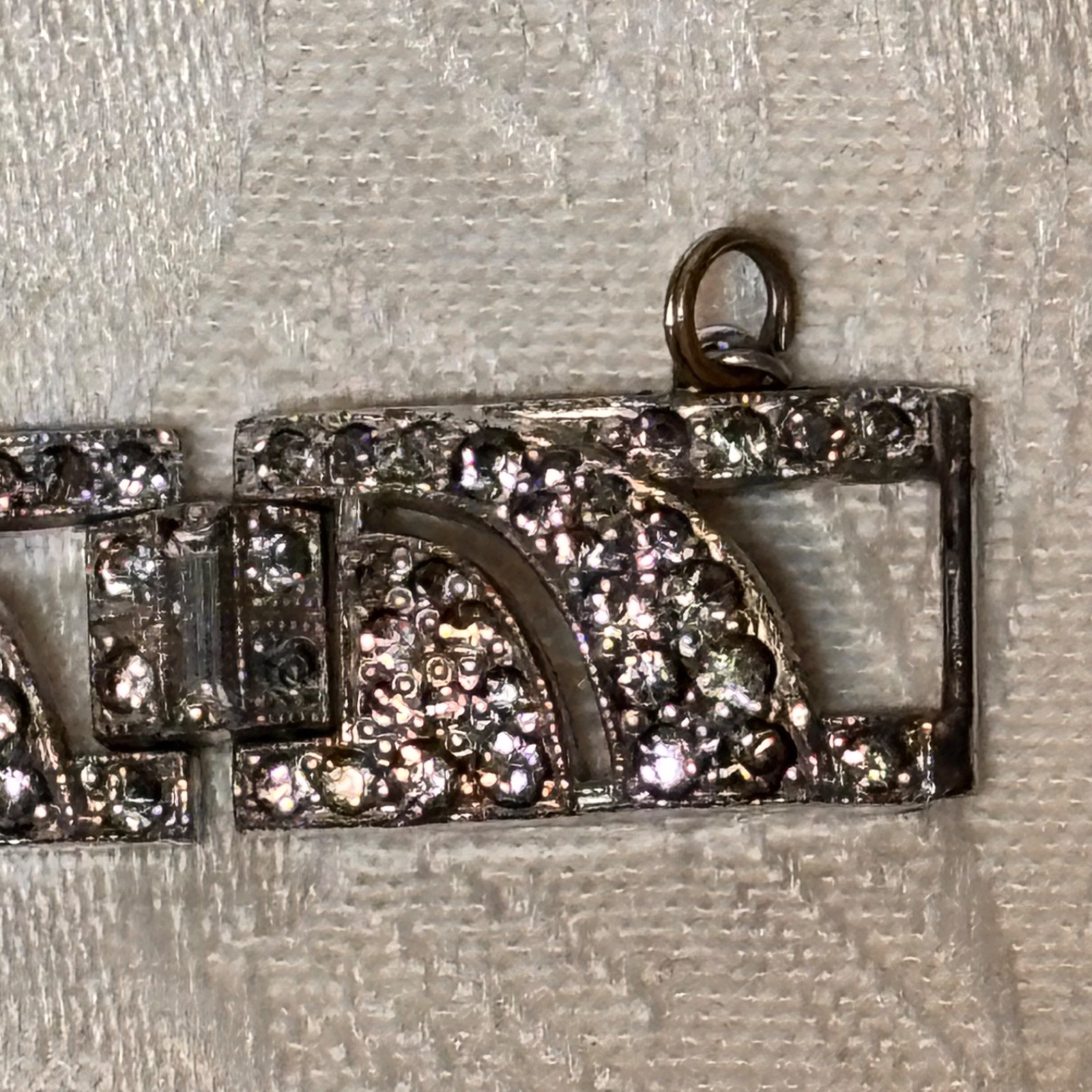 BRACELET rhinestone silvertone metal vintage fold over clasp safety chain