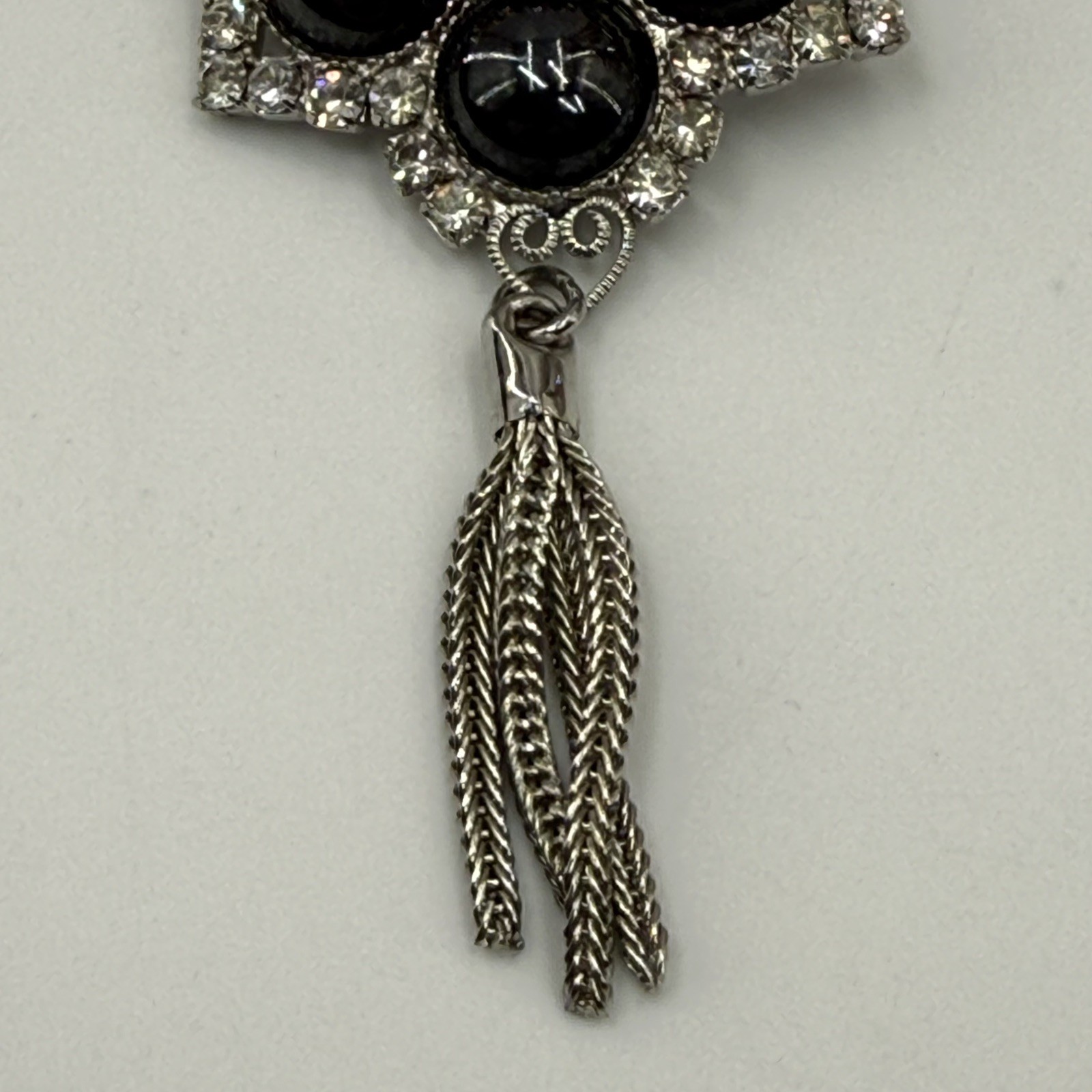 VTG DeLizza & Elster (Juliana) Hematite Cabochon Rhinestone Brooch, Verified