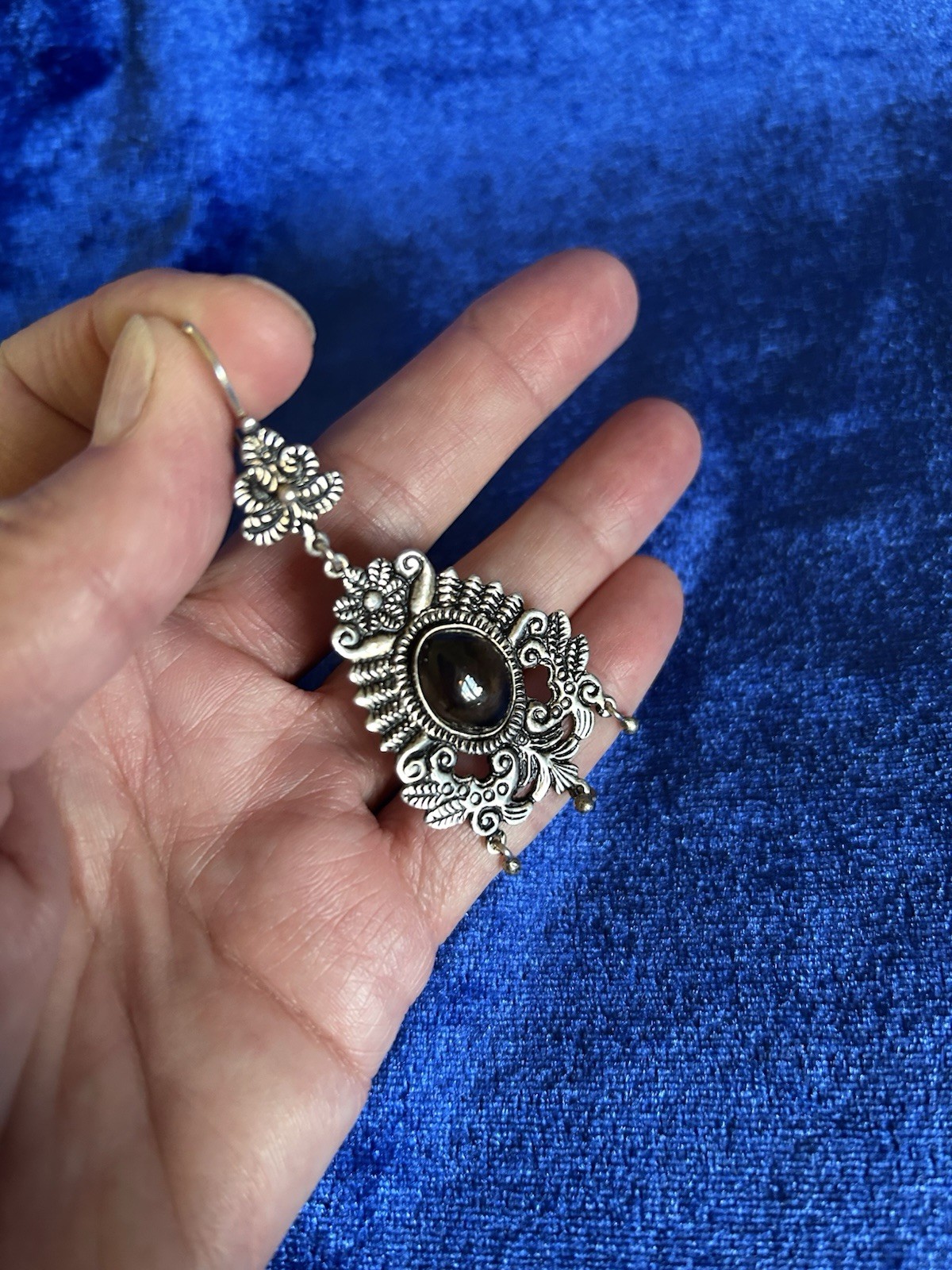 Vintage Estate Sterling Silver & Glass Handmade Chandelier Pierced Earrings Big