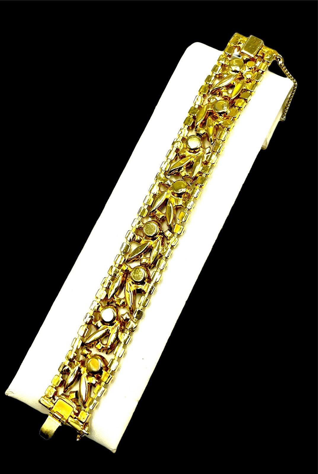 RARE JULIANA D&E GOLD-TONE ORANGE TOPAZ RHINESTONE STICKS & STONES BRACELET BOOK