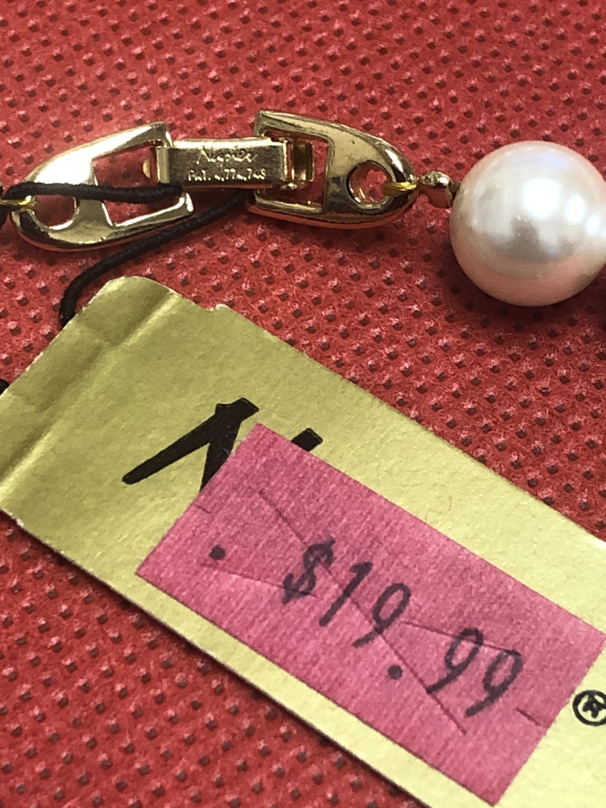 VTG NOS NAPIER GOLD TONE FAUX 10 MM PEARLS 30″ LONG NECKLACE