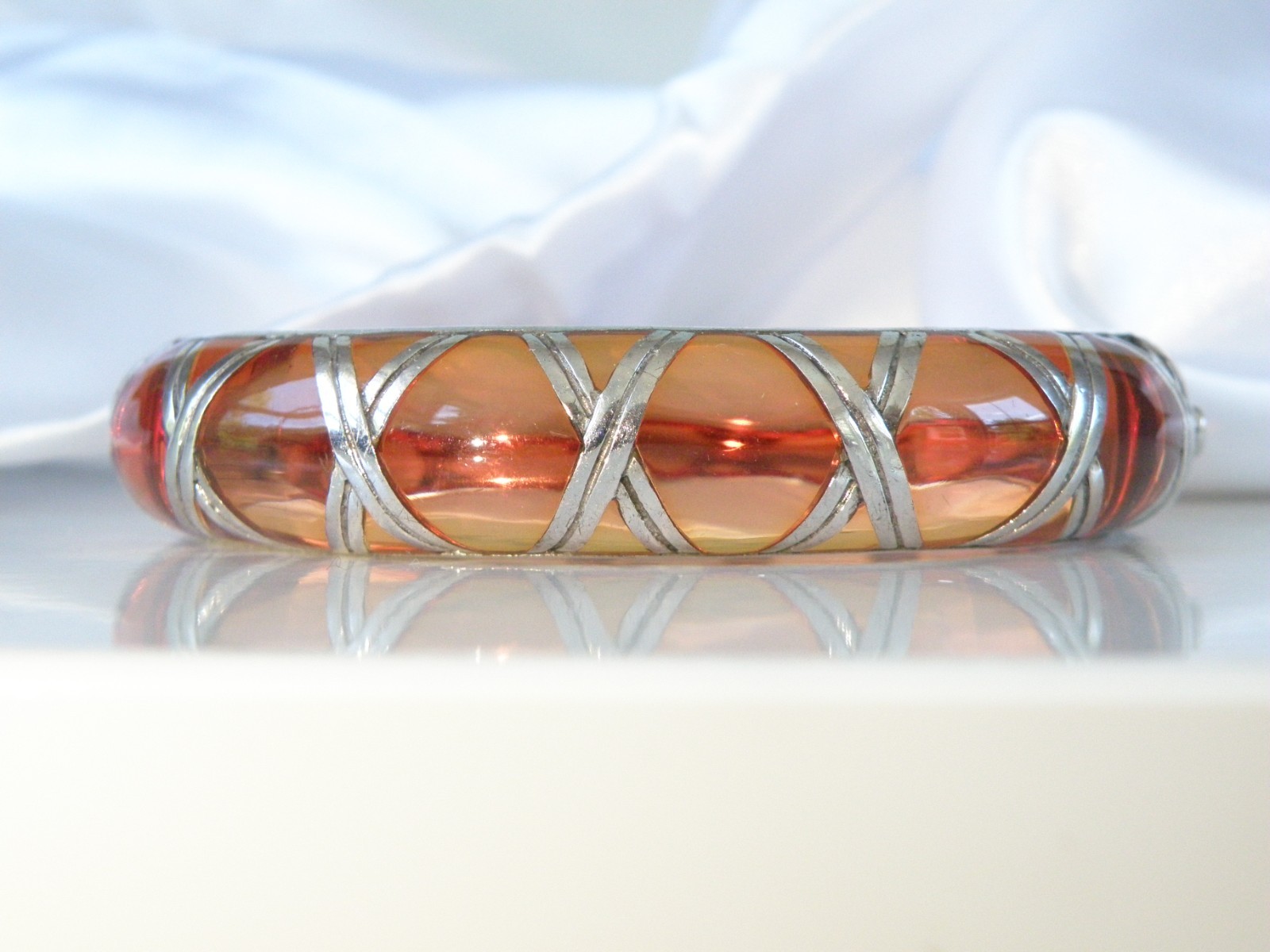 Angelique de Paris Sterling Silver Bamboo Thick Hinged Bracelet 7.5″