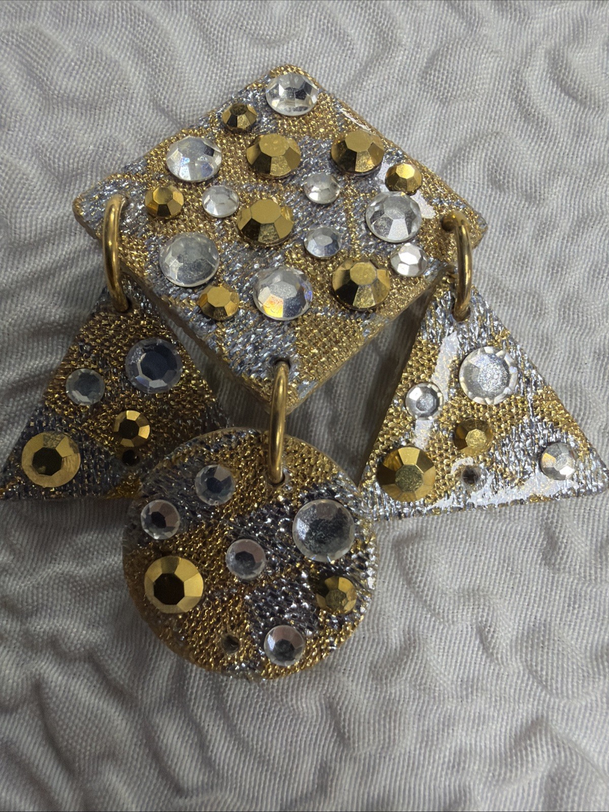 Vintage 1980s (2) MAM Retro Style Glitzy Chimes Clip Dangle Earrings Geometric