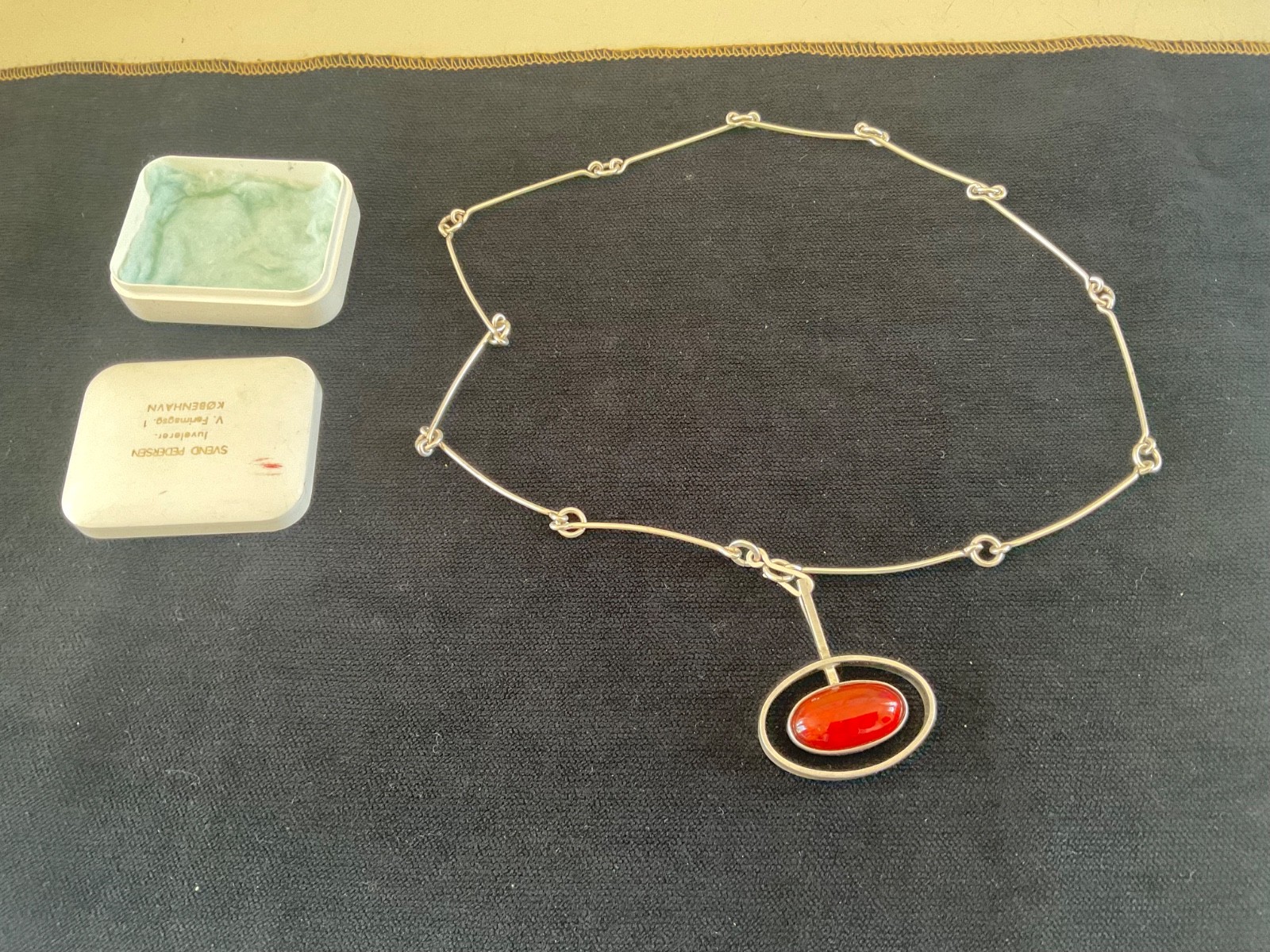 Niels Erik Modernist Denmark N.E. Sterling Silver Necklace 1960’s MCM Pendant