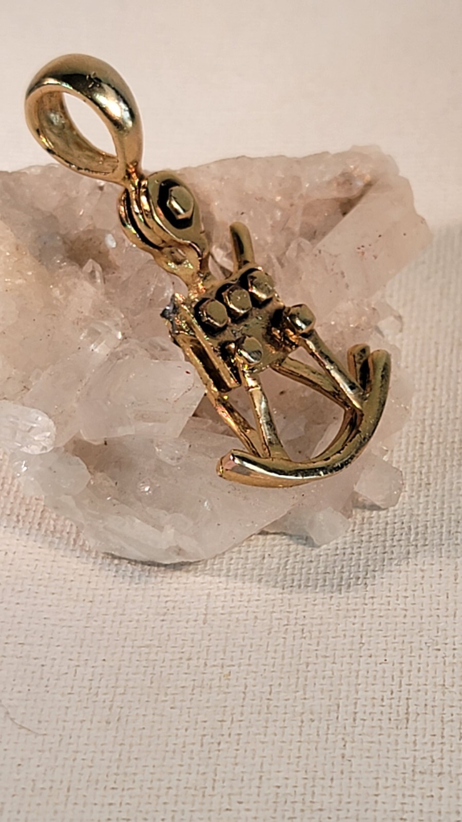 Vintage Modernist Brutalist Style Gold Tone Necklace Charm Pendant
