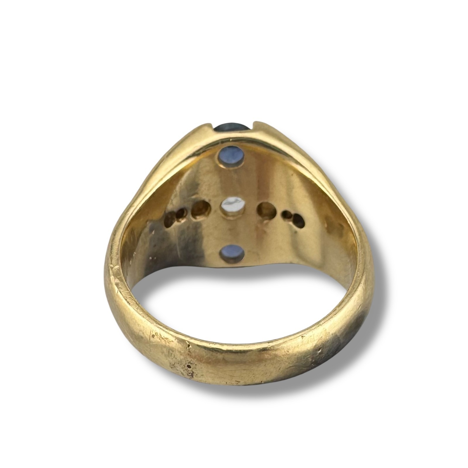 Vintage 14k Yellow Gold 0.53ct. Old European Cut Diamond Sapphire Ring 10.66g