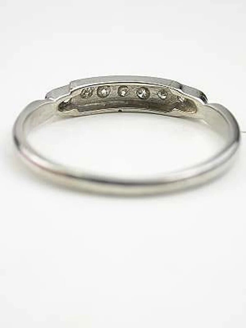 1/3 CTW White Round Cut Simulated Diamond Art Deco Wedding Band 925 Silver Ring