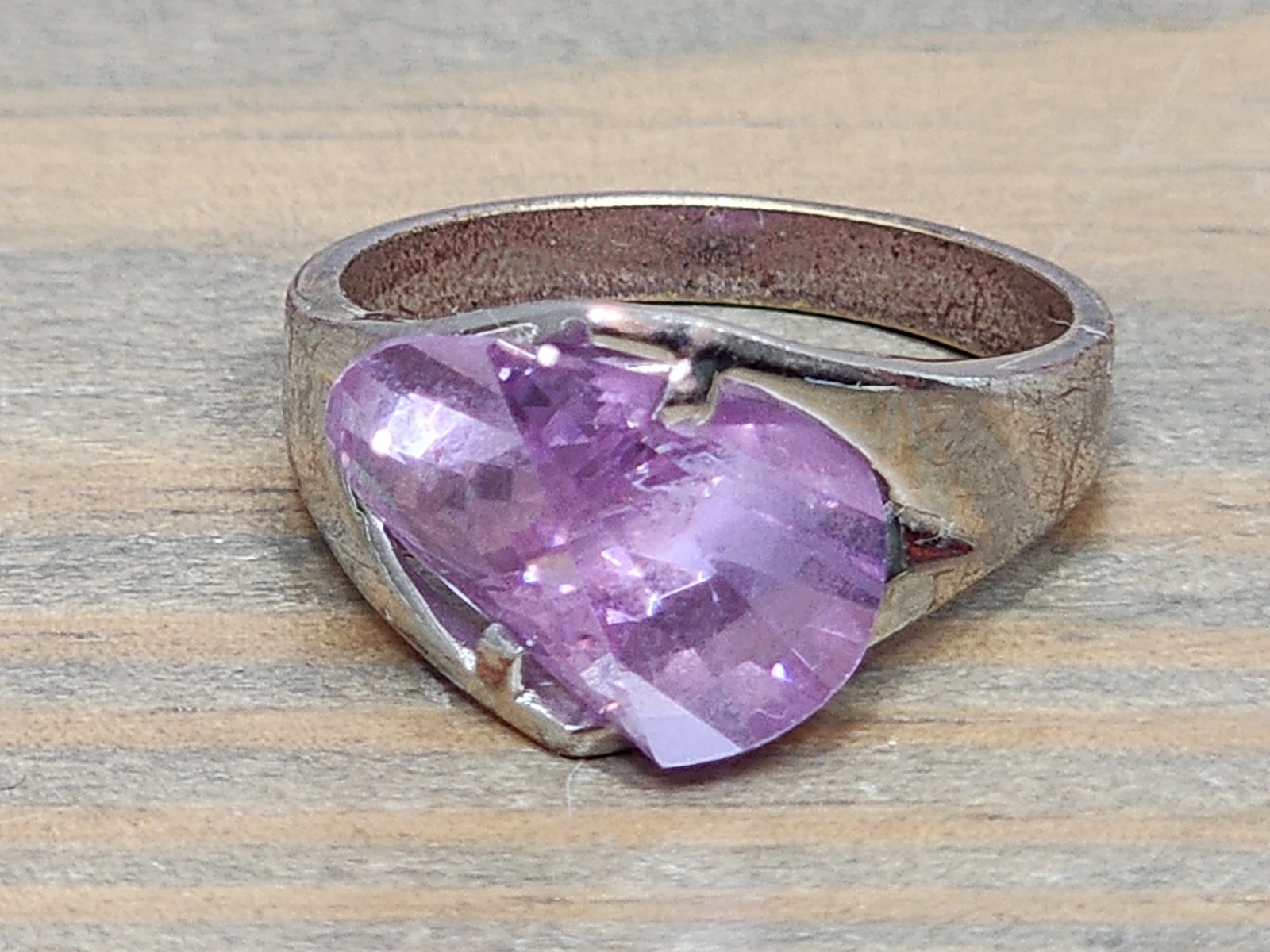 Purple Ring Faceted Gem Stone Statement Prong Size 7