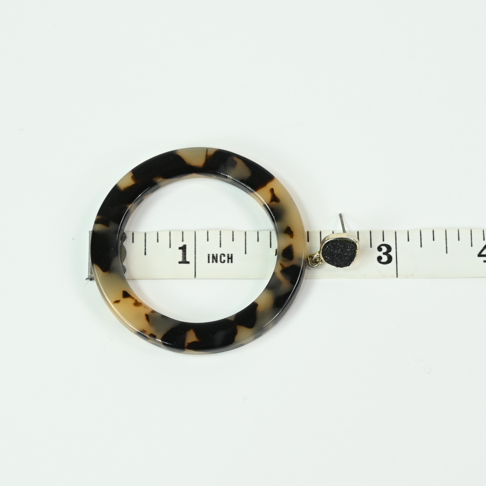 SugarFix Pierced Hoop Earrings Round Dangle Acrylic Tortoise Druzy Retro Glam