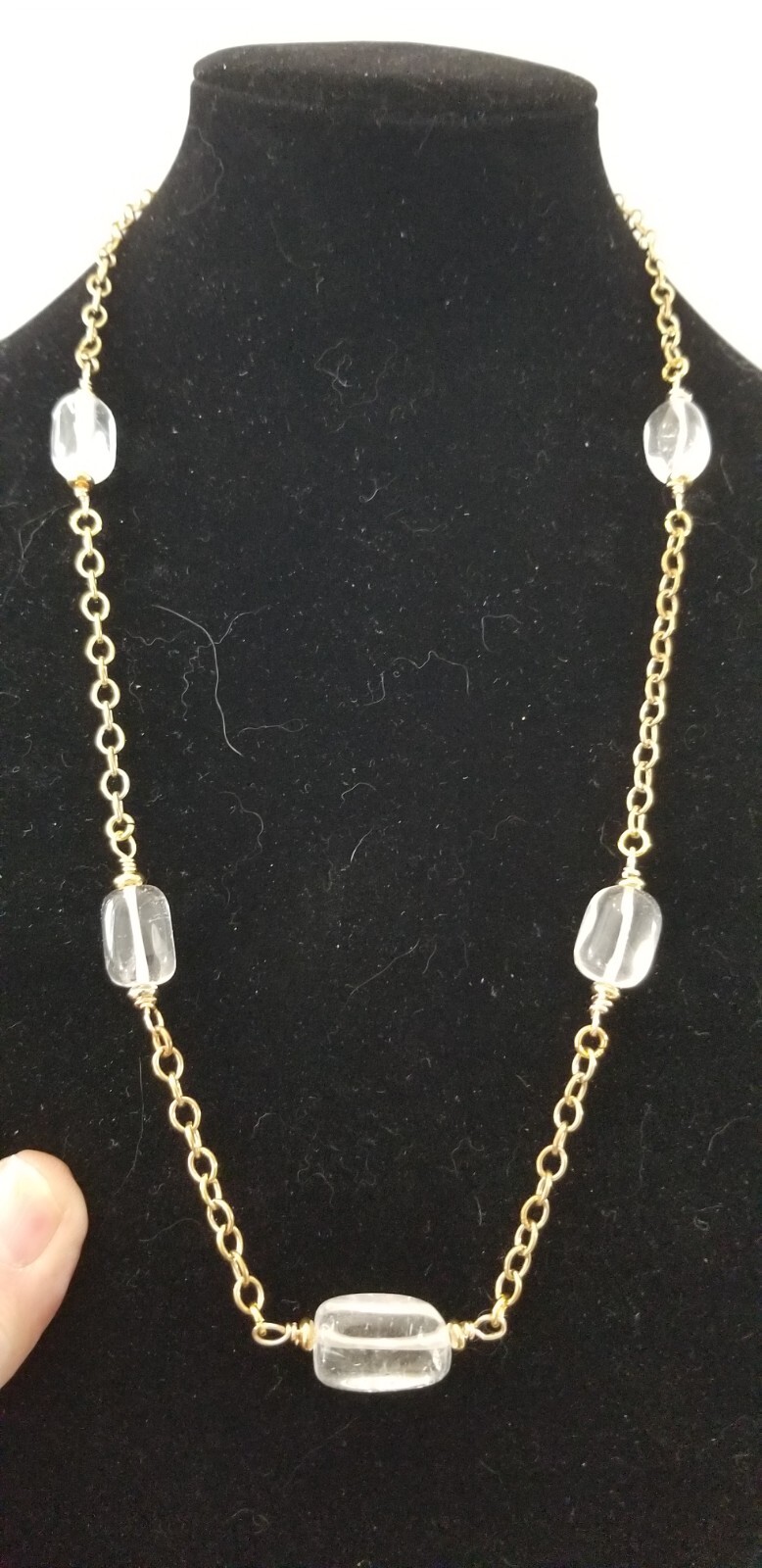 Vtg elements Victorian Lozenge Rock Crystal Pool Of light Style Necklace Springr