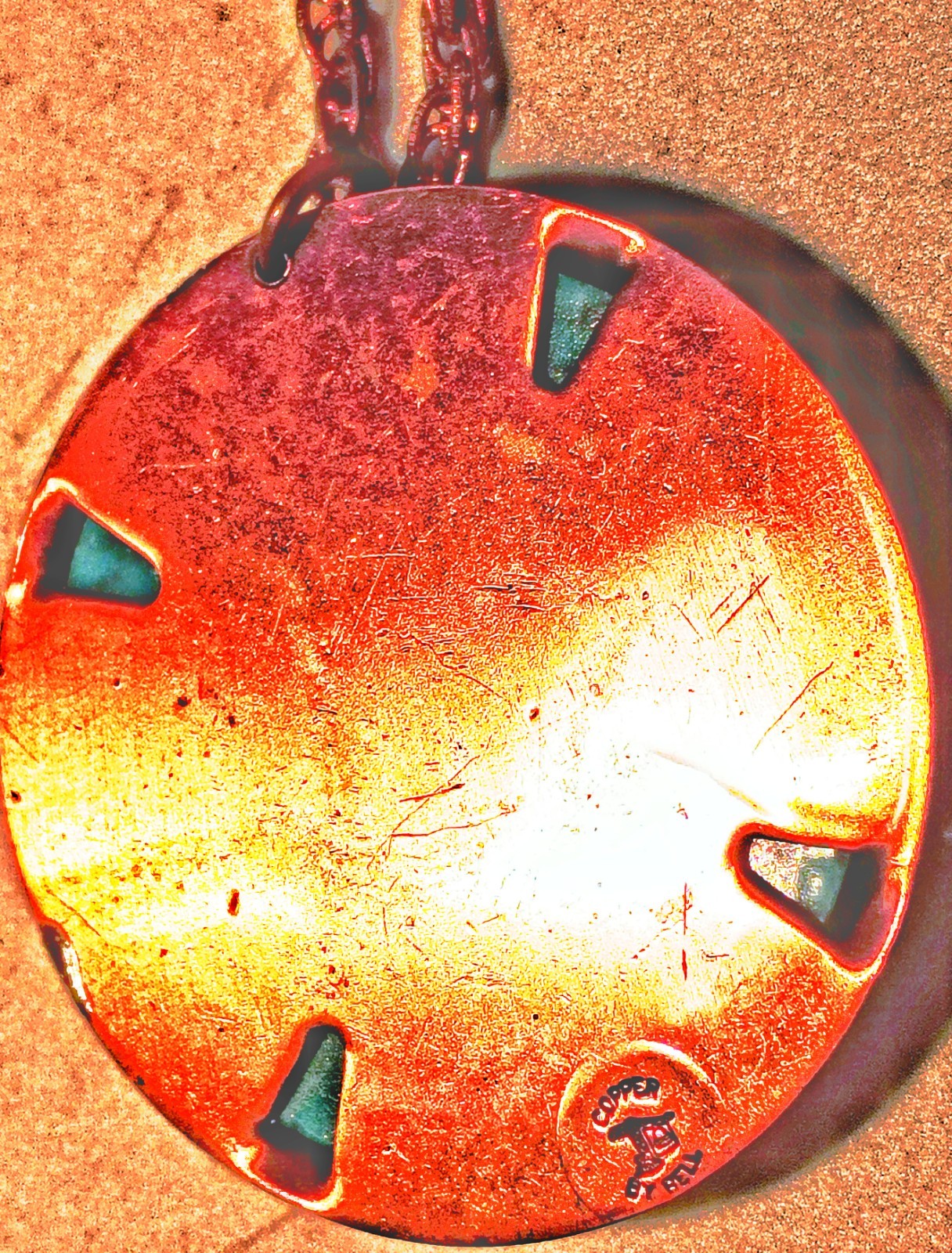 1950s 1960s Bell Trading Post Copper Arizona Road Runner Pendant w Necklace 10″
