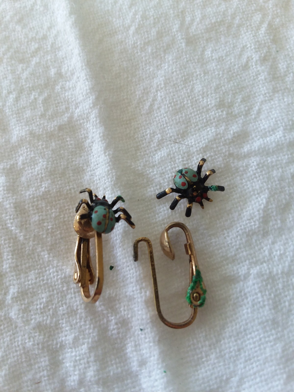 Vintage 60s-80s Earrings florescent pink&yellow/spiders/J/bird/heart bracelet