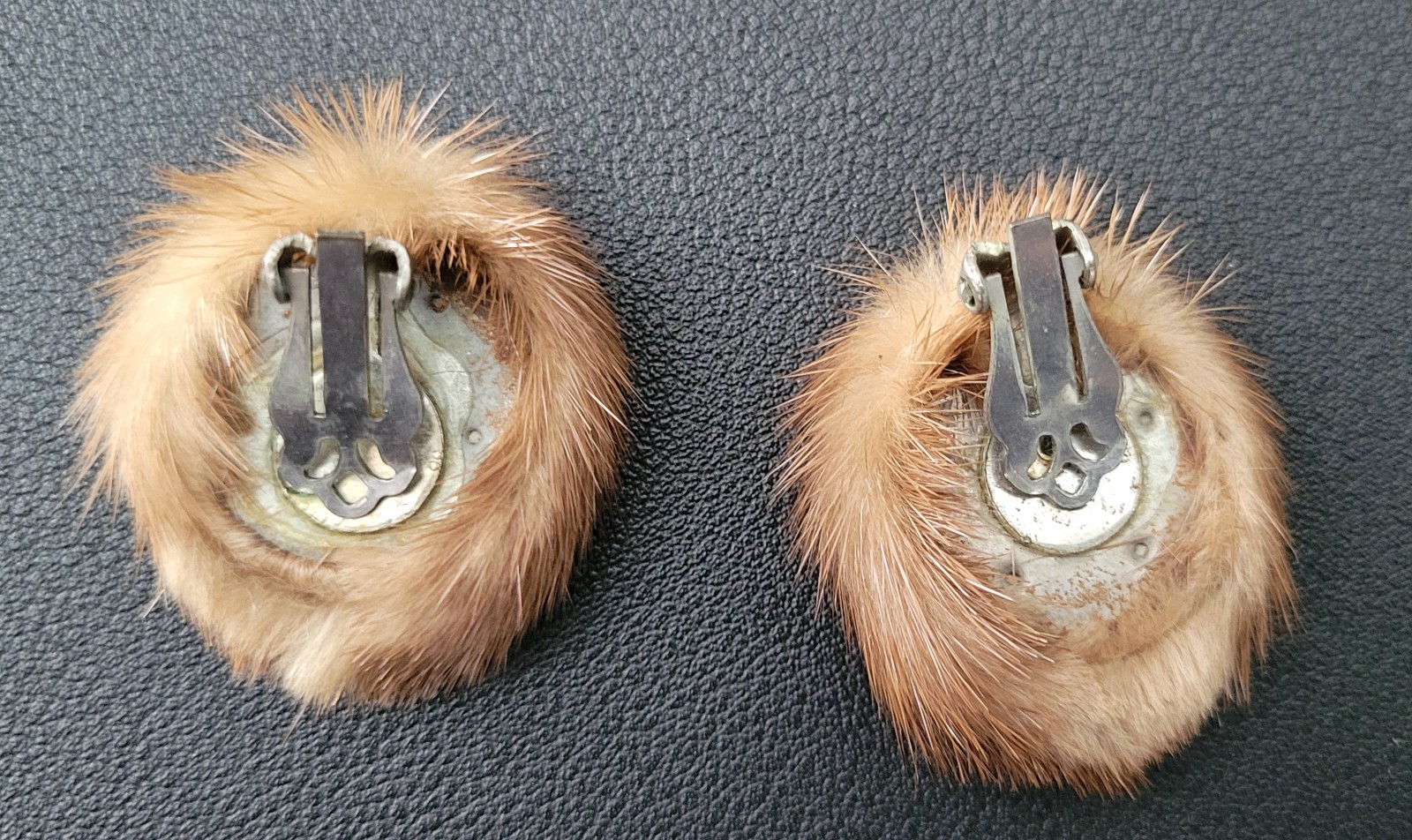 Vintage Mink Fur Clip On Earrings