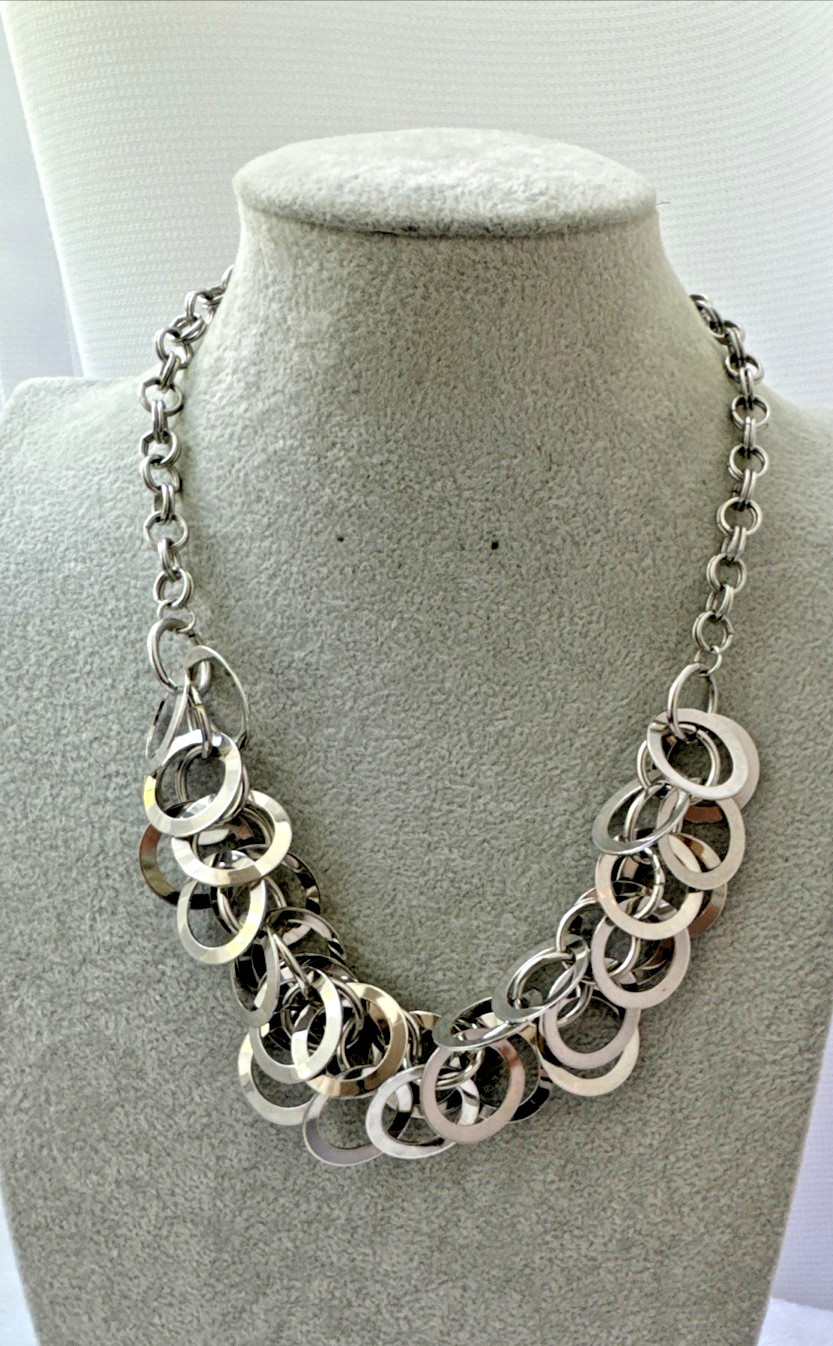 Vtg CHUNKY 1990s 80s y2k statement Brutalist Metal Modernist Necklace Unique