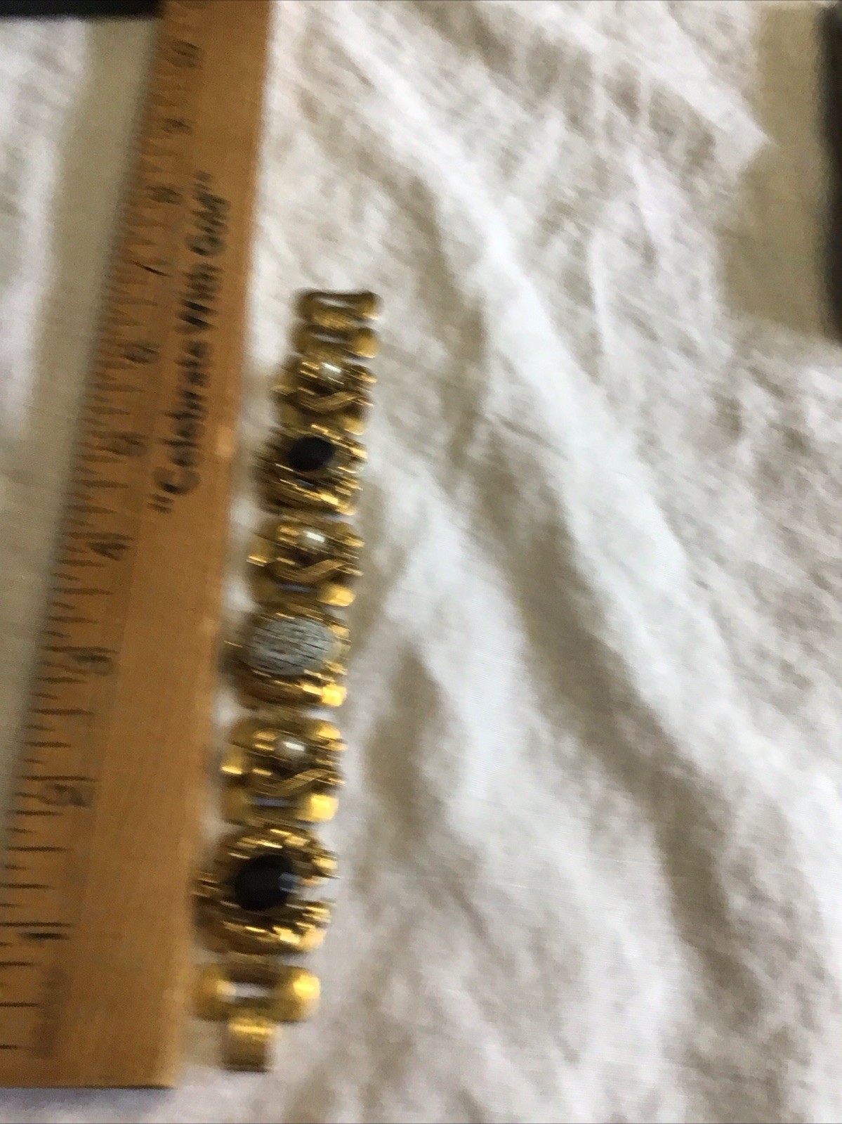 Amazing Vintage Gold Tone Station Layered Charm Bracelet Harp Style