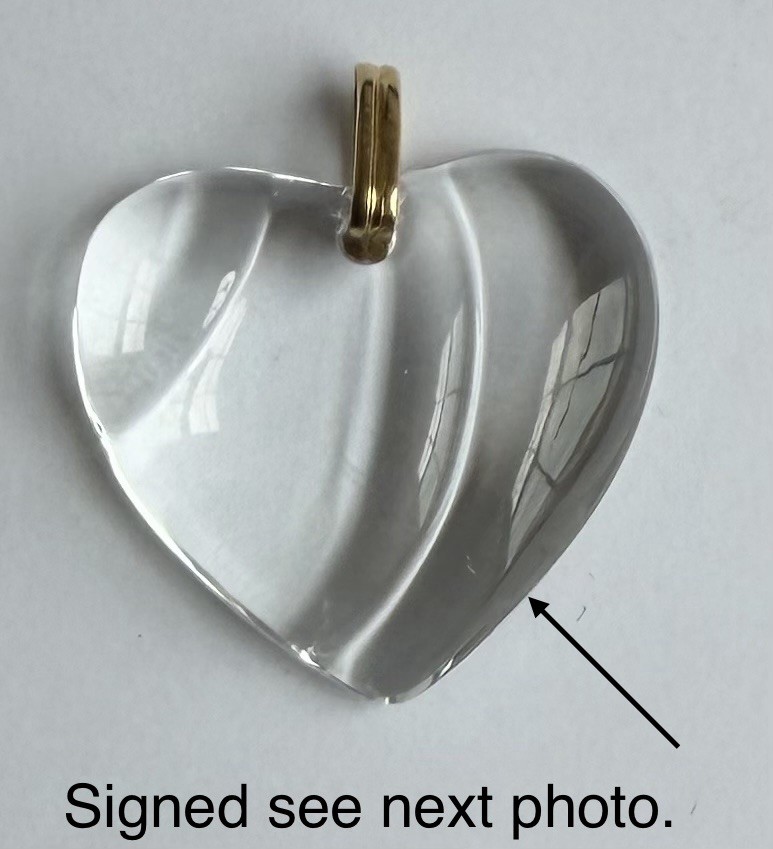 Baccarat Clear Puffy Crystal Heart Wave Pendant Necklace