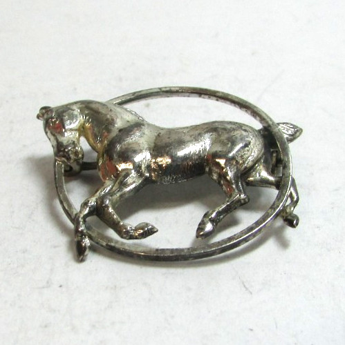 Vintage BEAU Sterling Silver Running Horse Brooch Pin