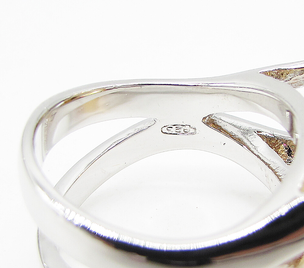 925 Sterling Silver Citrine & White Cubic Zirconia Cocktail Ring Sz 7 RG3441