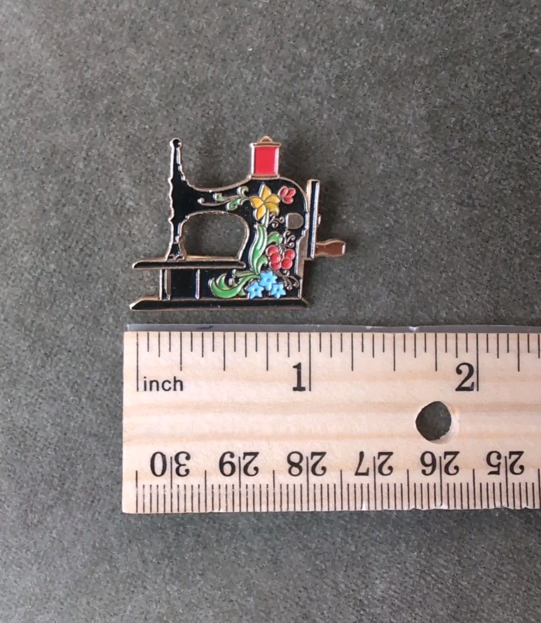 Vtg Clotilde Brooch Scarf Pin Enamel Floral Sewing Machine 20 Years 1971-1991