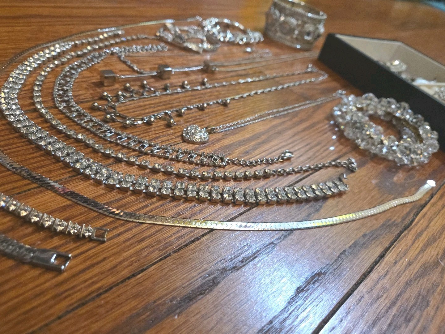 Vintage Estate Jewelry, Brooch, & Earrings Lot Rhinestones