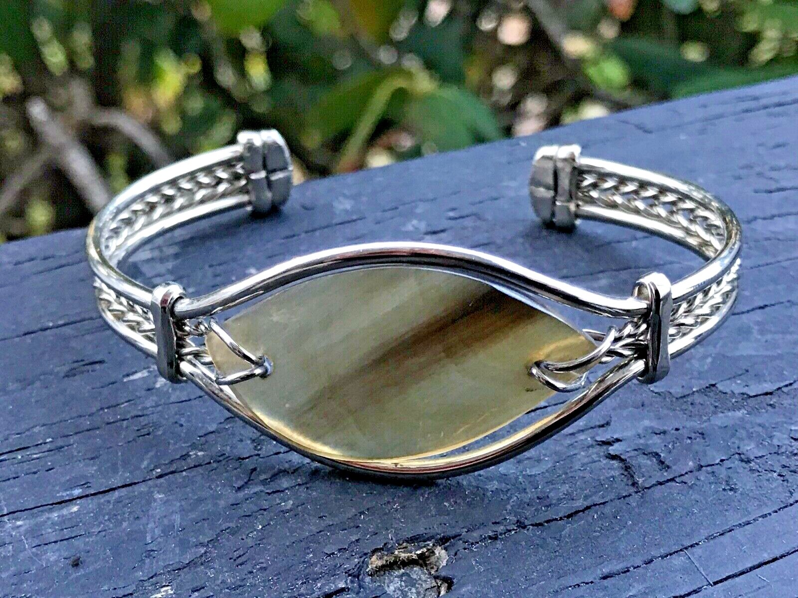 Tortoise Shell Lucite And Silver Metal Cuff Bracelet