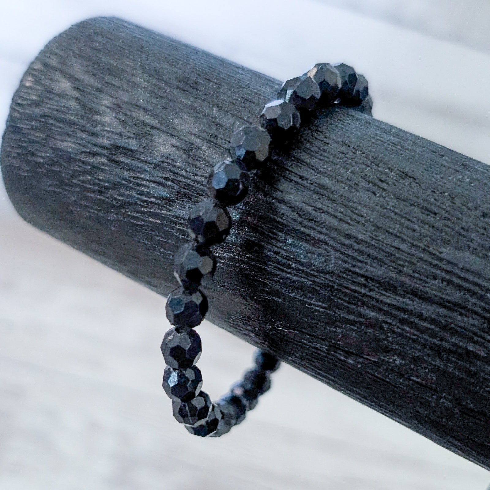 Vintage Stretch Bracelet Dainty Black Beaded