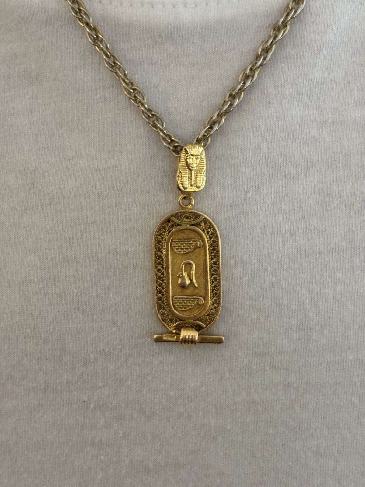 18K Yellow Gold Egyptian God Charm Necklace Pendant ~ 6.0g (chain not Included)