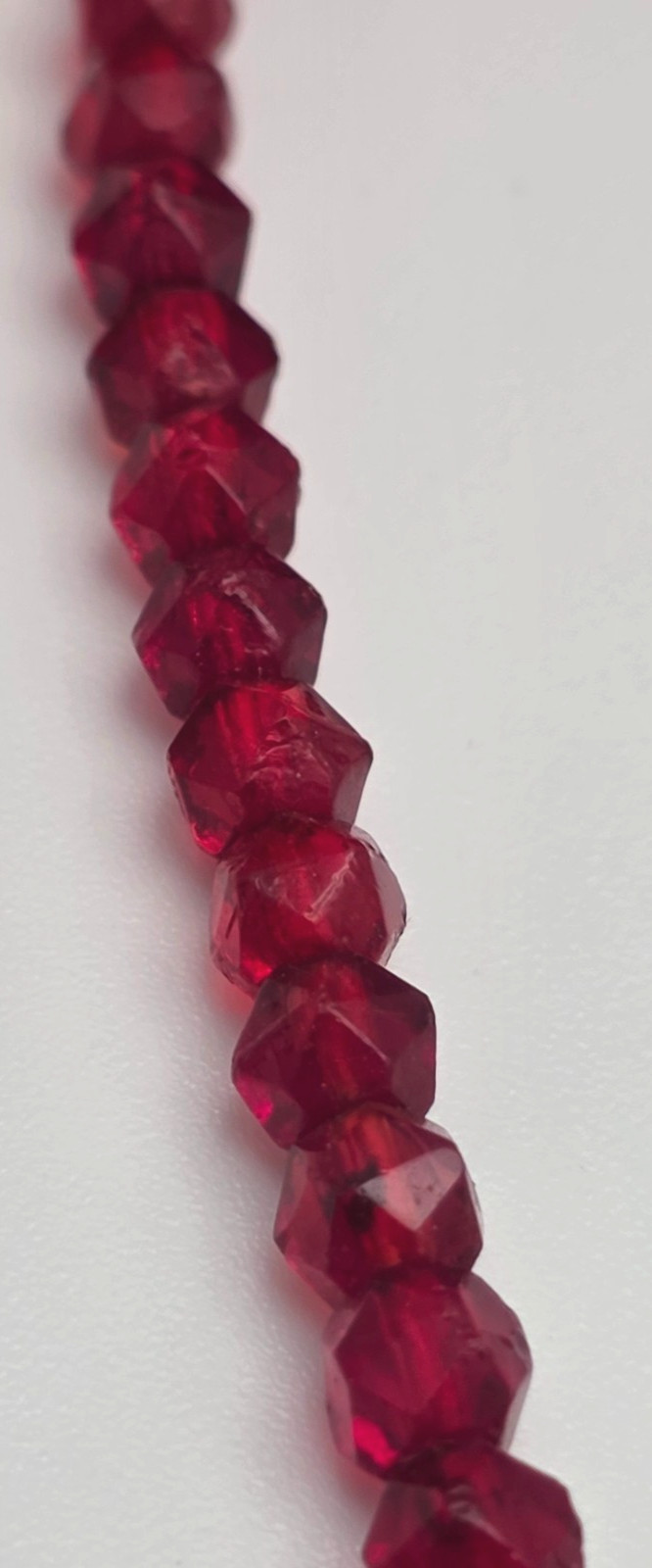 Vintage Czechoslovakia Red Faceted Crystal Glass Beaded Necklace 16″