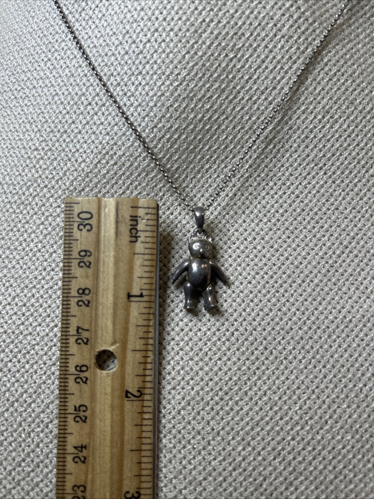 47. Unusual 925 Sterling Articulated BEAR Rolo chain link Necklace 18″, 7.2g
