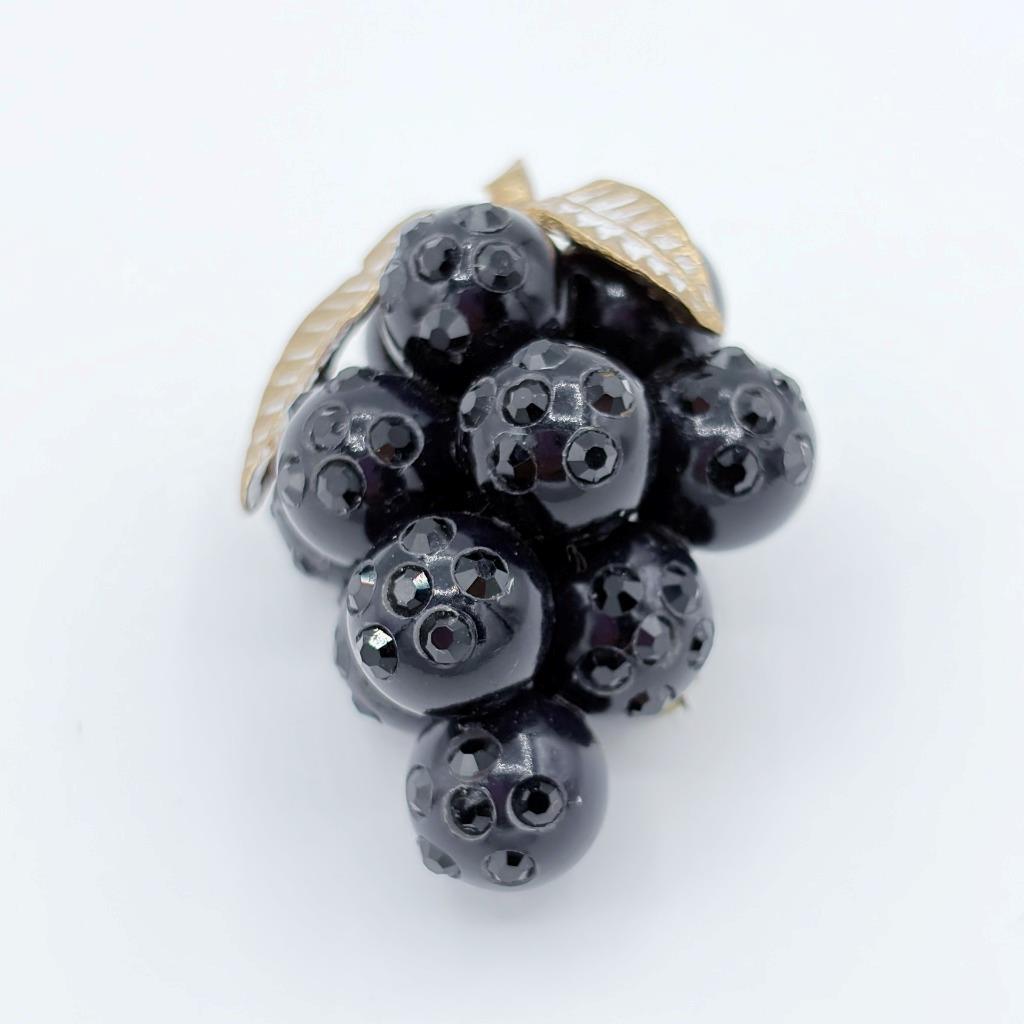 Vintage Austrian Austria 1940’s Forbidden Fruit Large Bunch of Black Grapes Pin