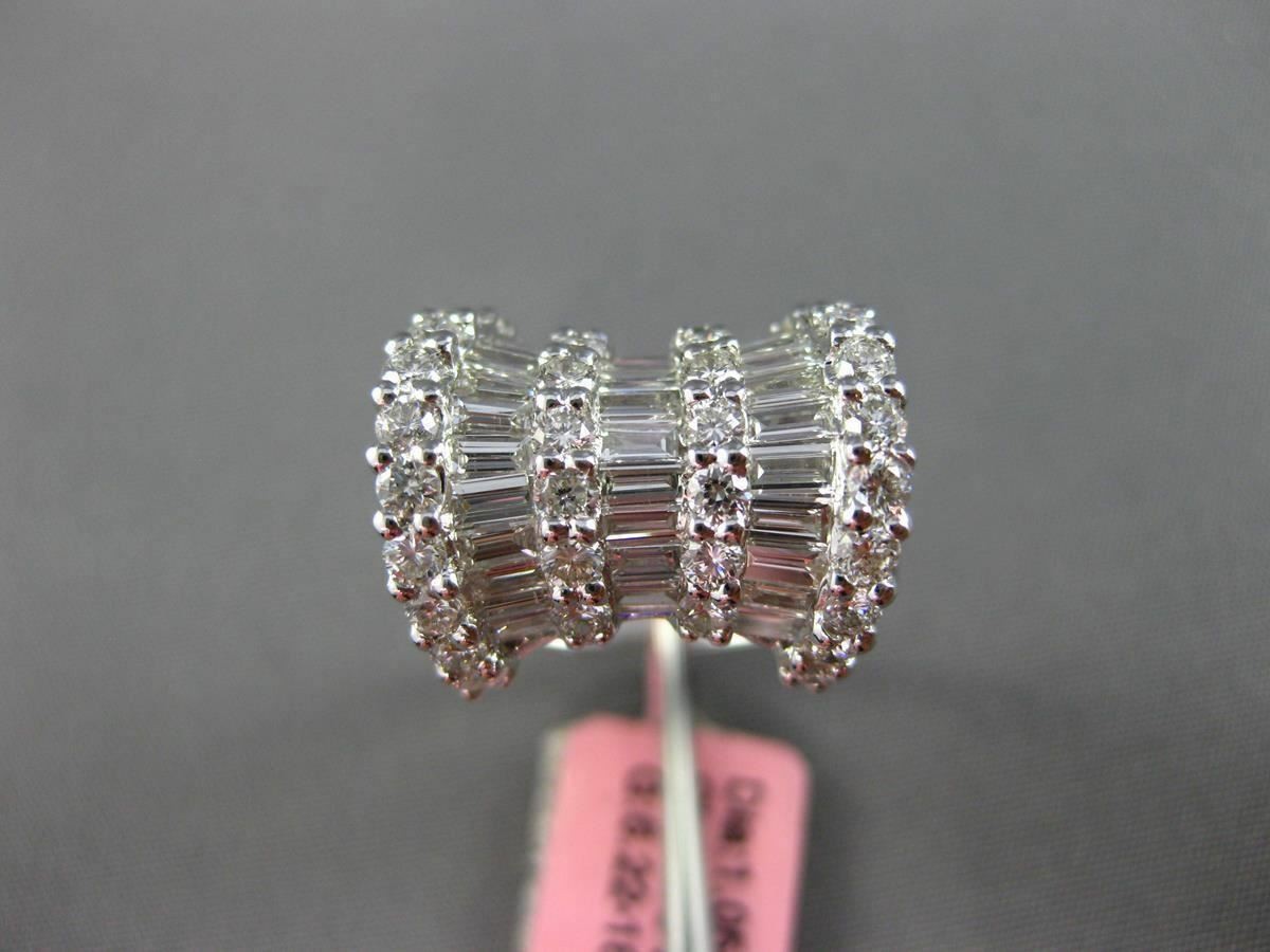 ESTATE 2.14CT ROUND & BAGUTTE DIAMOND 18KT WHITE GOLD 3D BOW FUN RING F/G VVS VS