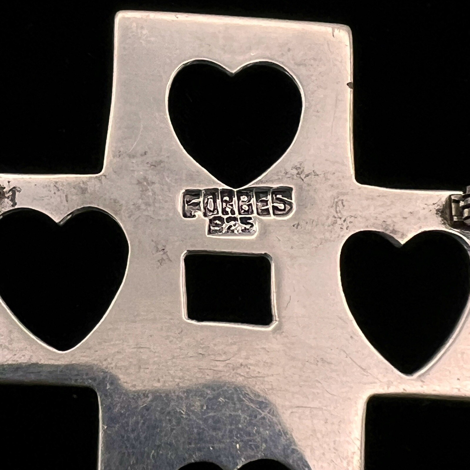 Vintage 925 Sterling Heart Cross Brooch Pin – Stamped Forbes – 12.23 gram -#1063
