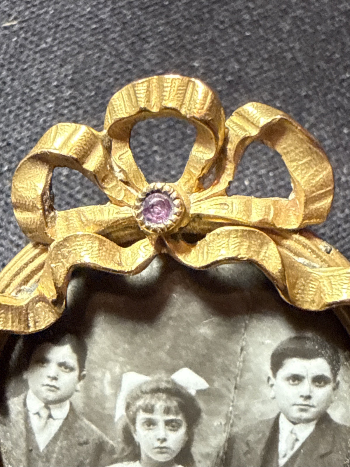 RARE French Antique FIX Metal Hallmarked 18K Gold Plate Photo Pin Brooch FRANCE