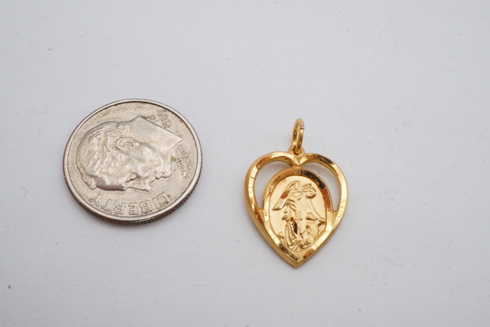 Vintage Gold Filled Guardian Angel Heart Pendant
