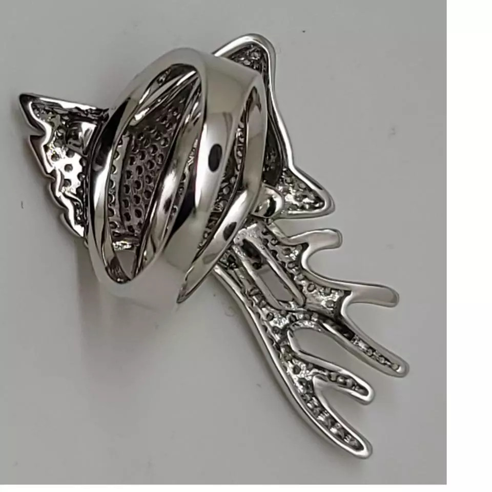 Sterling 925 Silver Round Micro Pave 2.55CT Cubic Zirconia White Stag Head Ring