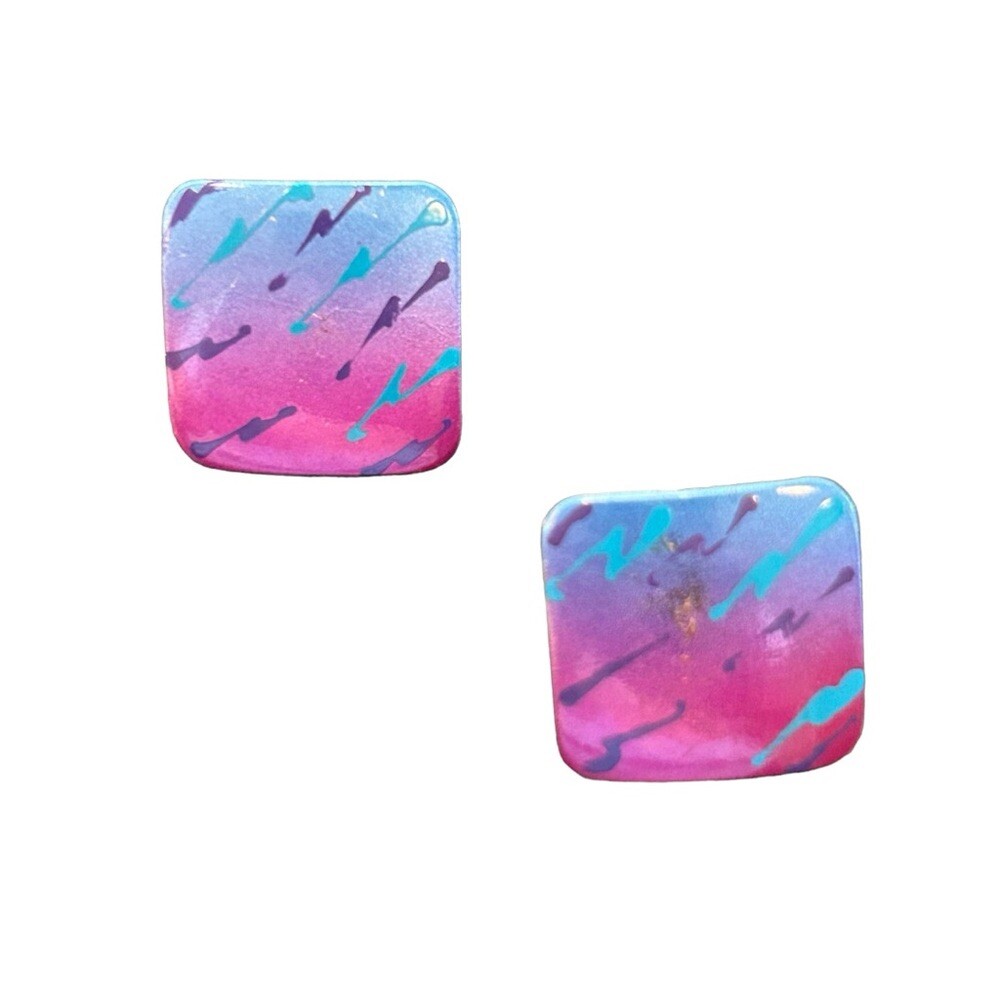 Lot of 3 Vintage 80’s Plastic Enamel Metal Pierced Earrings