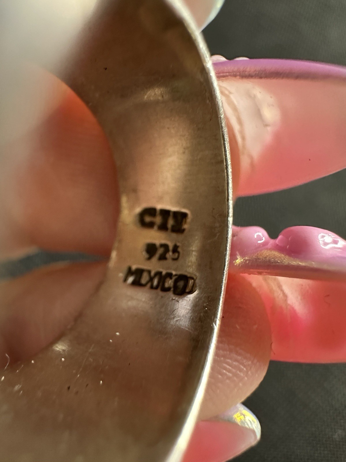 Vtg CII Mexico Sterling Silver 925 Modernist Ring, Size 8, Adjustable