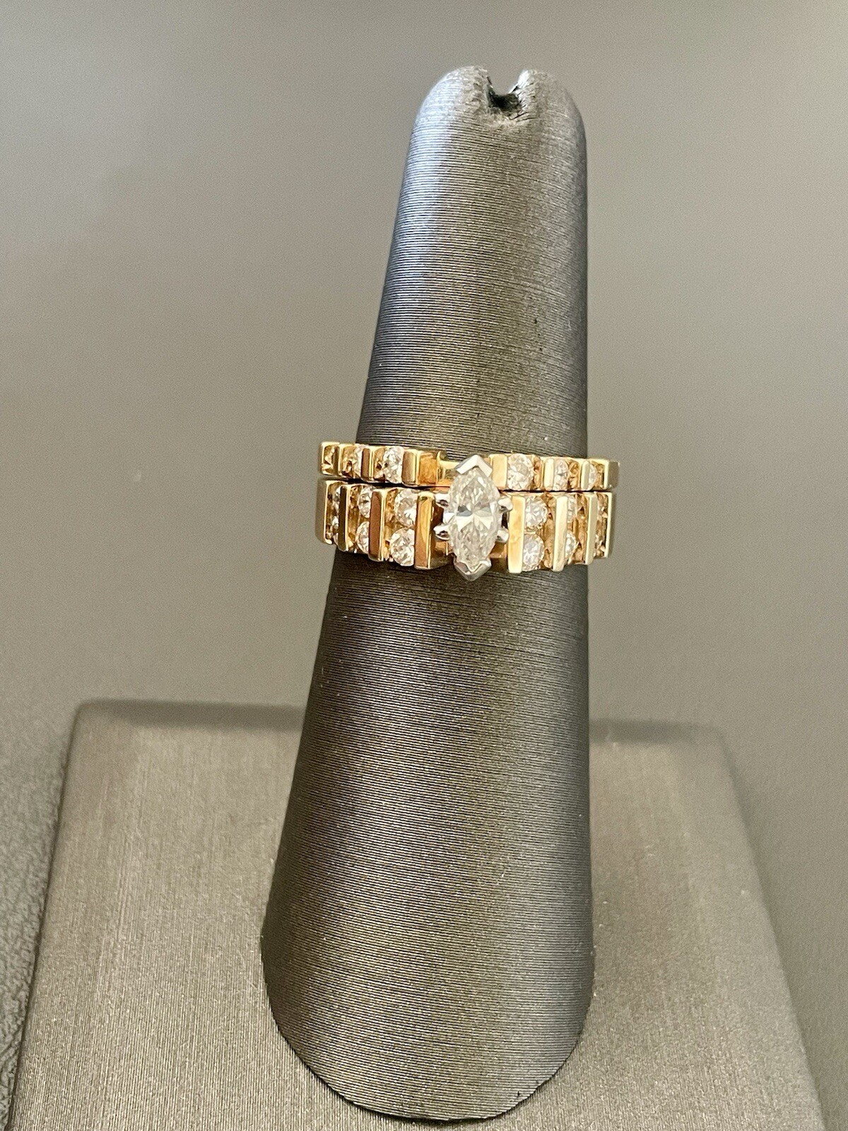 14KT Y/Gold 1.02CTW Diamond Engagement Ring & Diamond Band Set. Size 6.25(S280)