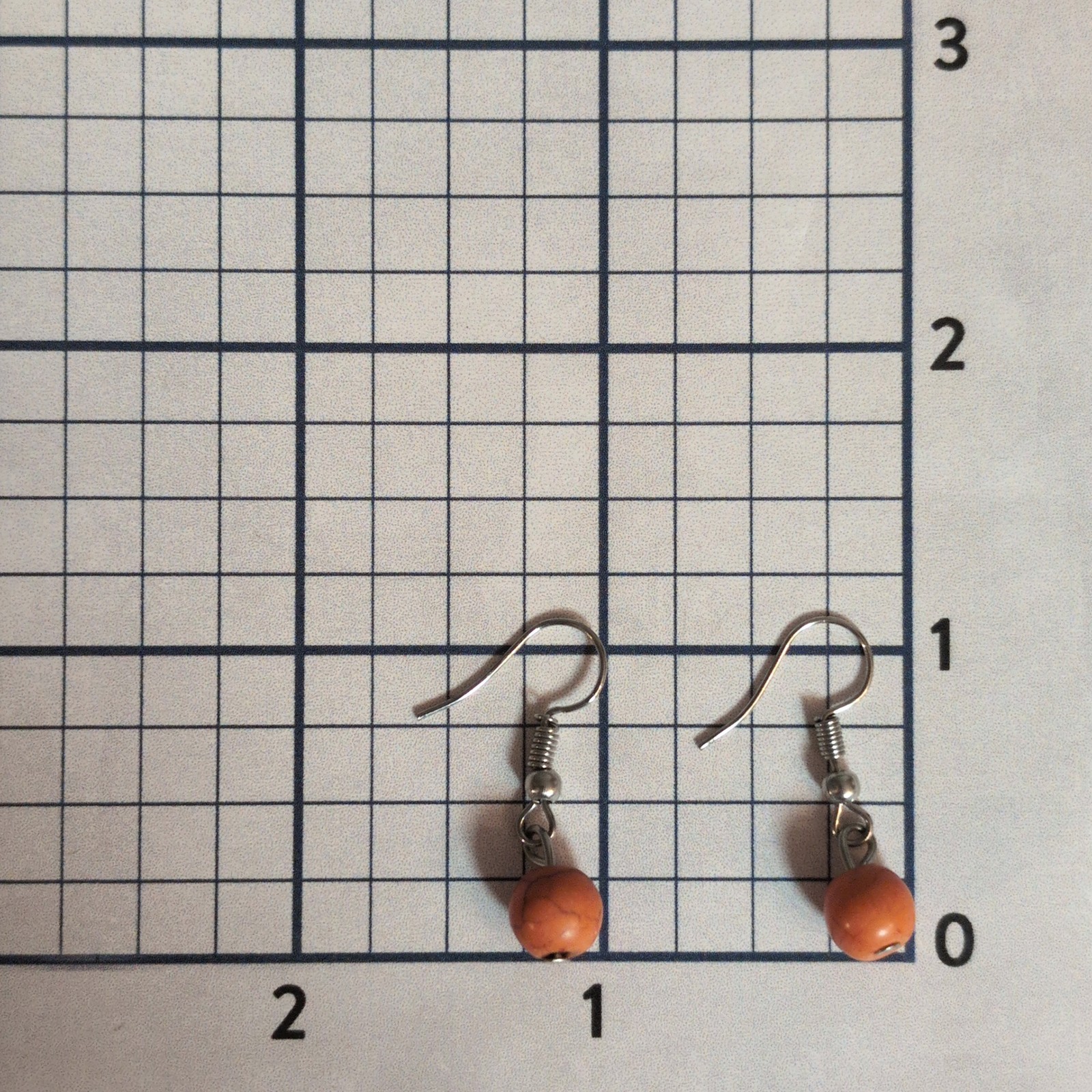 Cute & Dainty Vintage 1980s Silver-Tone Orange Crackle Beaded Pierced Earrings