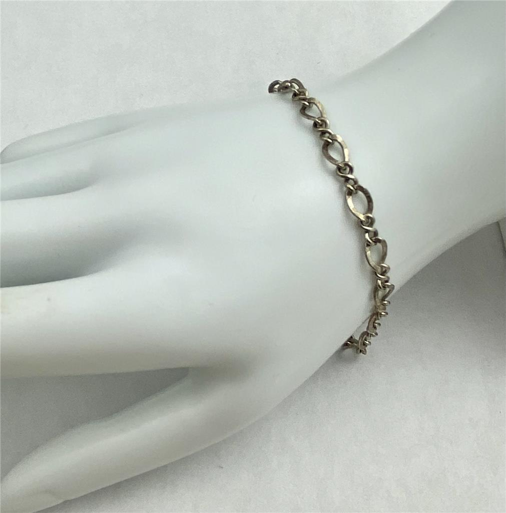 Vintage A&Z Textured Sterling Silver Starter Charm Bracelet 7.5″ Long