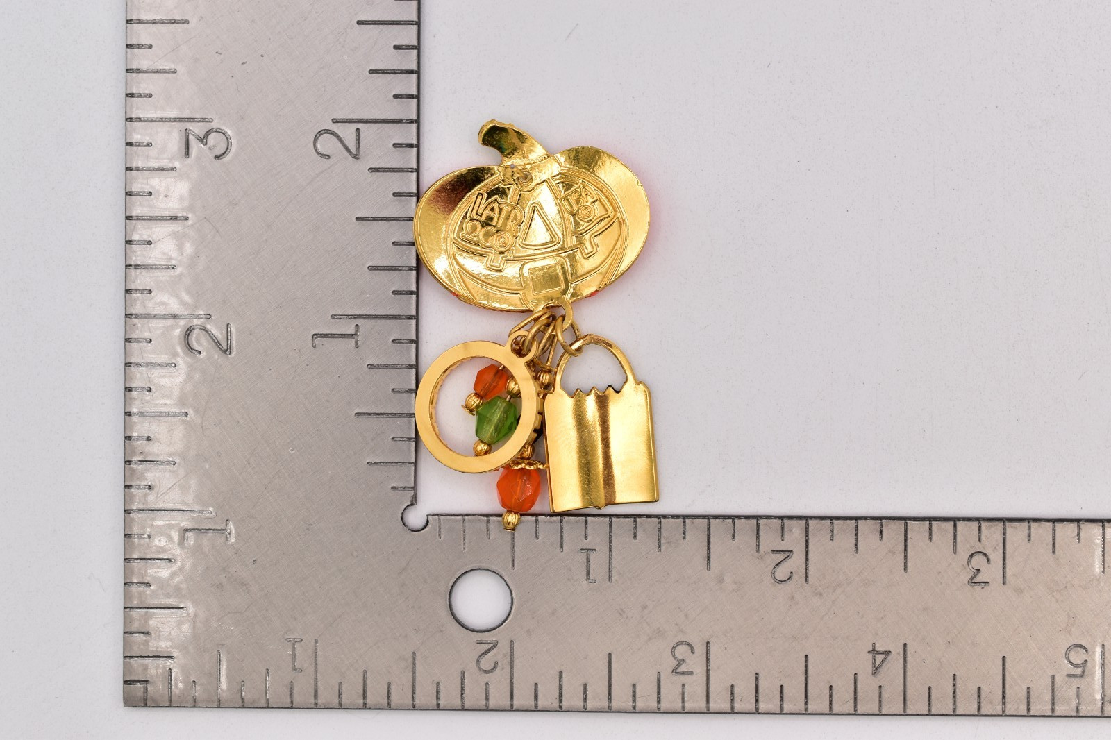 Lunch at The Ritz Halloween Pumpkin Ghost Candy Corn Charm Earrings Signed Bin1